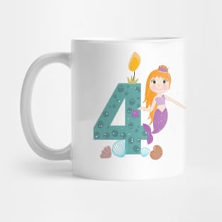 Cute little mermaid fourth birthday Mug